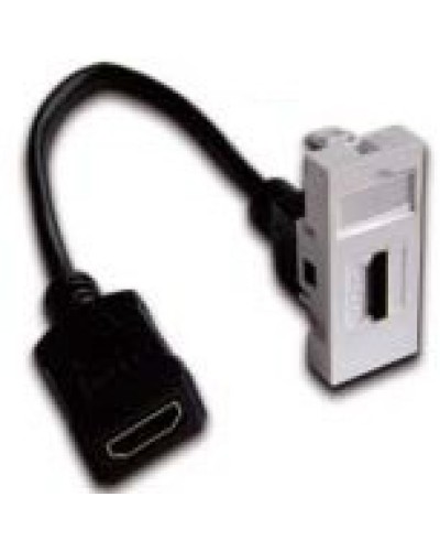 Вставка Mosaic 22.5x45 с адаптером HDMI с удлинителем, мама-мама, белая LANMASTER LAN-SIP-22HDMI-WH в Кемерово Коммутационные изделия Pintop.ru