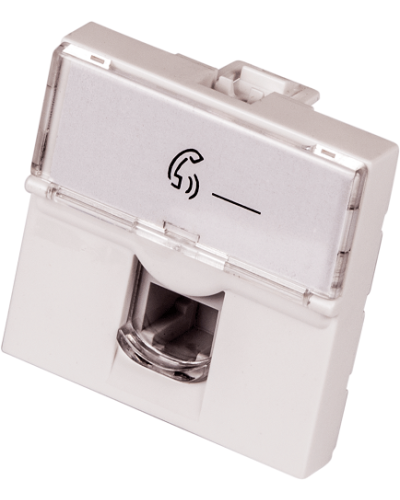 Вставка Mosaic 45x45, RJ-11, со шторкой и увеличенным окном маркировки LANMASTER LAN-SIP-23TEL-WH в Кемерово Аксессуары для кабель-канала Pintop.ru