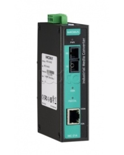 Медиаконвертер Ethernet 10/100BaseTX в 100BaseFX (SC) с расширенным диапазоном температур Moxa IMC-21A-S-SC-T в Кемерово Медиаконвертеры Pintop.ru