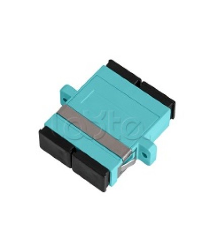 Адаптер NIKOMAX волоконно-оптический, соединительный, многомодовый, стандарта OM3, SC/UPC-SC/UPC, двойной, пластиковый, без шторки, с фланцами, аква, уп-ка 2шт. NIKOMAX (NMF-OA2M3-FN-SCU-SCU-AQ-2) в Кемерово Проходные адаптеры и розетки оптические Pint