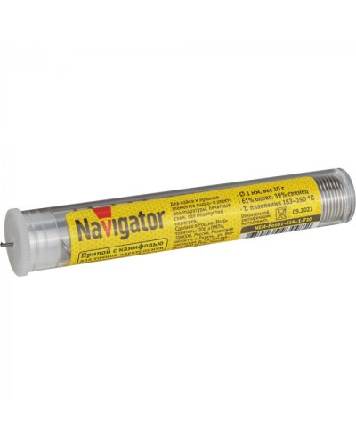 Припой Navigator 93 097 NEM-Pos01-61K-1-F10 (ПОС-61, колба, 1 мм, 10 гр) в Кемерово Аксессуары для кабель-канала Pintop.ru