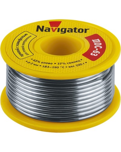 Припой Navigator 93 787 NEM-Pos05-63K-2-K100 (ПОС-63, катушка, 2 мм, 100 гр) в Кемерово Аксессуары для кабель-канала Pintop.ru