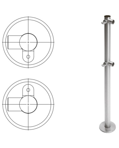 Стойка ограждения L-образная с 2-мя полупетлями cправа (антик серебро) Oxgard в Кемерово Ограждения Pintop.ru