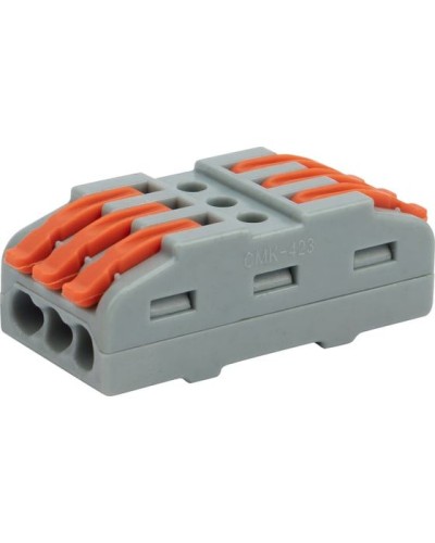 Клемма соединительная многоразовая проходная 3 полюса, серая (25 шт./уп.) REXANT (07-6263-3) в Кемерово Монтажные материалы Pintop.ru