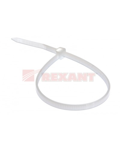 Хомут-стяжка нейлоновый 4х300 мм белый (100шт/уп) REXANT 07-0300 в Кемерово Стяжки-хомуты Pintop.ru