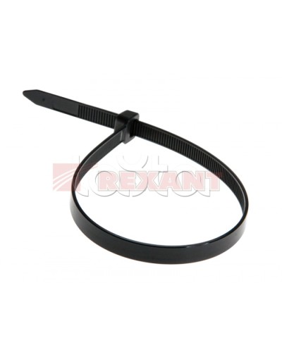 Хомут-стяжка нейлоновый 8х400 мм чёрный (100шт/уп) REXANT 07-0401-8 в Кемерово Стяжки-хомуты Pintop.ru