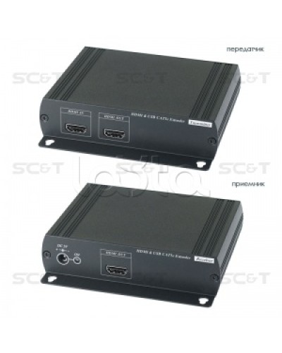 Удлинитель HDMI KVM (комплект приёмник + передатчик) по Ethernet до 120м (CAT5e) SC&T HKM01E в Кемерово Видеоусилители, Модуляторы, Делители Pintop.ru
