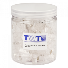 Коннектор RJ45 UTP 8P8C, универсальный, cat.5e, 100 шт. в банке TWT-PL45-8P8C/JR100