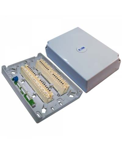 Настенная коробка с установленными плинтами, 2 размыкаемых плинта, 20 пар, пластик TWT (TWT-DB10-2P-DIS) в Кемерово Кросс оптический Pintop.ru