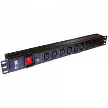 Блок розеток 19", 1-фазный с выкл. 10A / 250V, 8xC13, без шнура питания, разъем C14 TWT (TWT-PDU19-10A8C3)