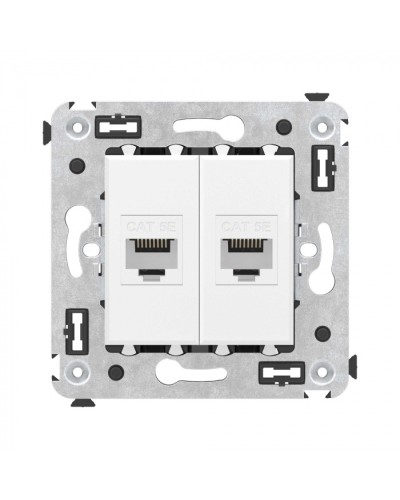 Компьютерная розетка RJ-45 без шторки в стену, кат.5е двойная, Avanti, Белое облако DKC 4400664 в Кемерово Розетки компьютерные и телефонные Pintop.ru