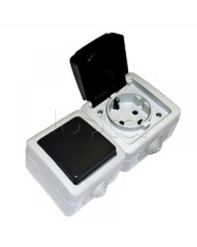 Экопласт EF602G Розетка двойная с з/к. 16A (сер.) в Кемерово Розетки компьютерные и телефонные Pintop.ru