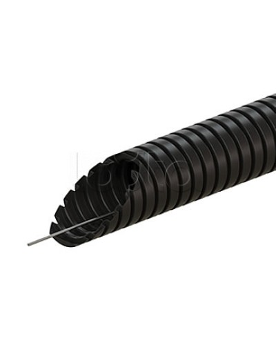 Труба ПВХ гофрир. легкая, с зондом диам 25мм (1шт = 50м), цвет чёрный Экопласт (10125-50BL) в Кемерово Труба гофрированная Pintop.ru