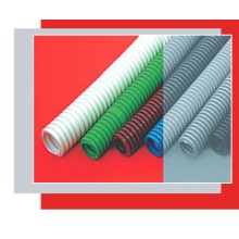 Труба гофрированная HFFR тяжелая диам 50 мм, с зондом, без галогена, трудногорючая, цвет серый Экопласт 21150HFR