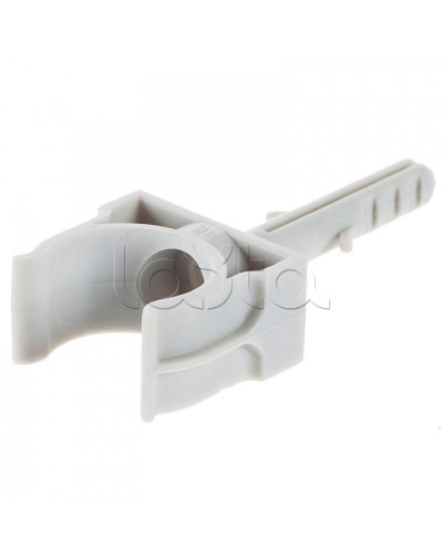 Держатель с дюбелем без шурупа для гофрированной или жесткой гладкой трубы D20 мм, без галогена Экопласт 41420HF в Кемерово Держатели, клипсы, скобы Pintop.ru