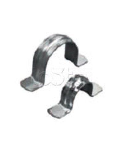 Скоба оцинкованная двухлапковая без монтажного отверстия, для трубы D32мм (1уп = 50шт) Экопласт (43633) в Кемерово Держатели, клипсы, скобы Pintop.ru