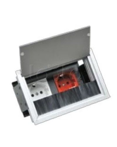 Люк настольный встраиваемый на 2 модуля (45х45мм) с крышкой, алюминий IP20 Экопласт 70042 в Кемерово Системы лючков и колонн Pintop.ru