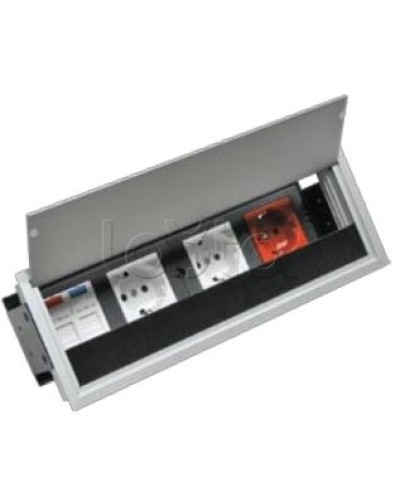 Люк настольный встраиваемый на 4 модулей (45х45мм) с крышкой, алюминий IP20 Экопласт 70044 в Кемерово Системы лючков и колонн Pintop.ru