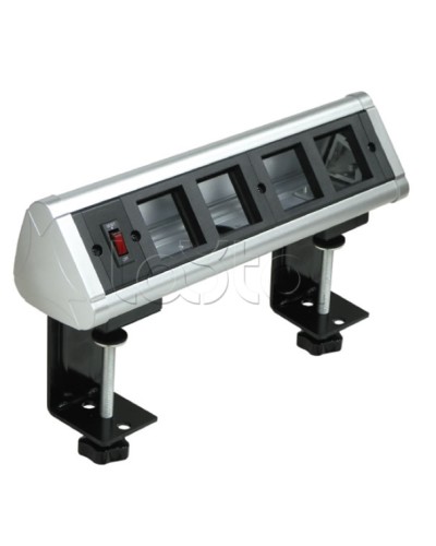 Блок настольный с выключателем нагрузки на 4 модуля (45х45мм) на струбцинах (алюминий) Экопласт 70314 в Кемерово Аксессуары для кабель-канала Pintop.ru