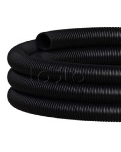 NR075 Двустен. труба ПНД гибкая откр. прокладки, SN16, с зондом, D75мм (50м) чёрный Экопласт (801075HFR-UF-BL) в Кемерово Труба гофрированная Pintop.ru