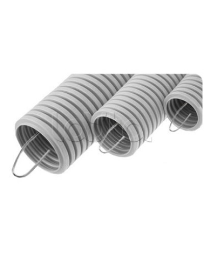 NR075 Усиленная двустен. труба ПНД гибкая, тип 750, SN24, с зондом, D75мм (50м) цвет красный Экопласт (821075) в Кемерово Труба гофрированная Pintop.ru