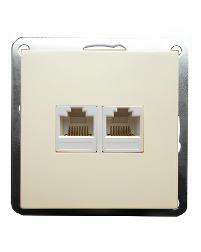 Розетка телефонная двойная 2хRJ-11 с накладкой (бежевый) LK60 (865601) в Кемерово Розетки компьютерные и телефонные Pintop.ru