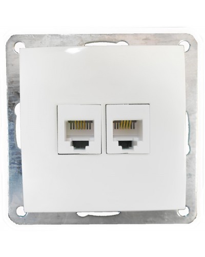 Розетка телефонная двойная 2хRJ-11 с накладкой (белый) LK60 (865604) в Кемерово Розетки компьютерные и телефонные Pintop.ru