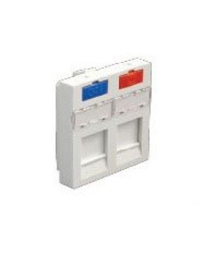 Лицевая панель (накладка) информационной розетки, 45х45 мм, 2 входа Экопласт (87002) в Кемерово Розетки компьютерные и телефонные Pintop.ru