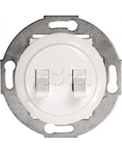 Экопласт Выключатель 2-рычажковый (схема 5) 10 A, 250 B (белый) Vintage в Кемерово Розетки компьютерные и телефонные Pintop.ru