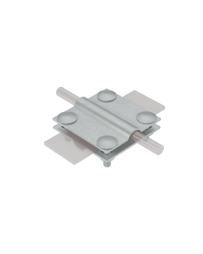 Соединитель крестообразный для прутка Ø 5-12 мм и полосы до 40 мм с 2 пластинами INOX304 КМ-Профиль (2XS-D5-12-B40 INOX304) в Кемерово Аксессуары для лотков Pintop.ru