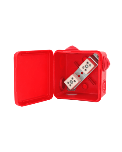 Коробка распределительная огнестойкая КРОПС-П1, IP54, габаритные размеры 100х100х50 мм, для кабелей сечением до 4 мм2, 3 клеммы КМ-Профиль (FRJB-KM-P1-4-03-КРОПС-IP54) в Кемерово Распределительные коробки Pintop.ru