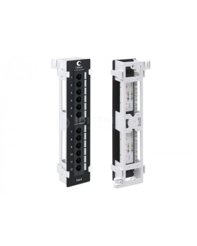 Патч-панель настенная, 12 портов RJ-45, категория 5E, Dual IDC с подставкой, черная в Кемерово Патч панель Pintop.ru