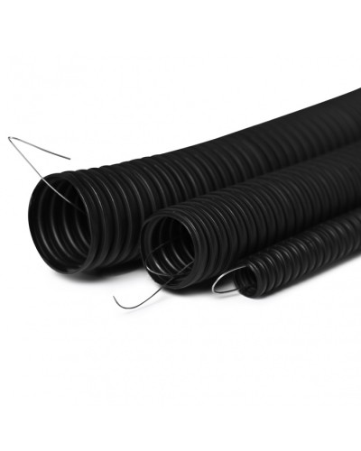 Труба гофрированная FRHF, трудногорючая, безгалогенная, 32 мм гибкая со стальной протяжкой, чёрная (50м) ПожТехКабель 713-004 в Кемерово Труба гофрированная Pintop.ru