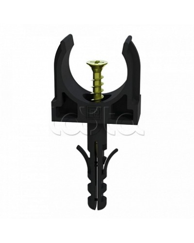 Крепеж-клипса с дюбелем и саморезом черная д32 (25шт/500шт уп/кор) Промрукав (PR13.0222) в Кемерово Держатели, клипсы, скобы Pintop.ru