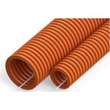 Труба гофрированная ПНД тяжёлая 750 Н безгалогенная (HF) оранжевая с/з д63 (15 м/360 м уп/пал) Промрукав (PR02.0213)