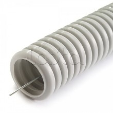 Труба гофрированная ПНД лёгкая 350 Н безгалогенная (HF)серая с/з d16 мм (10м) Промрукав (PR02.0450)