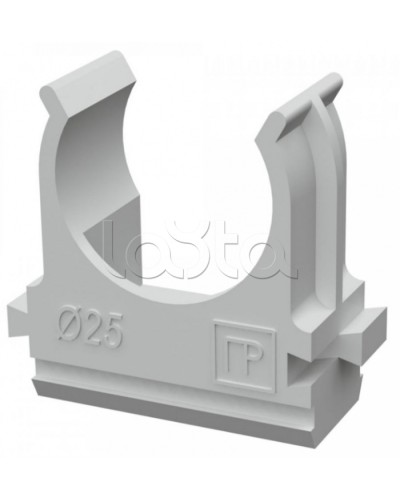 Крепеж-клипса для труб АБС-пластик в п/э д25 (100шт/1000шт уп/кор) Промрукав (PR.02625) в Кемерово Держатели, клипсы, скобы Pintop.ru