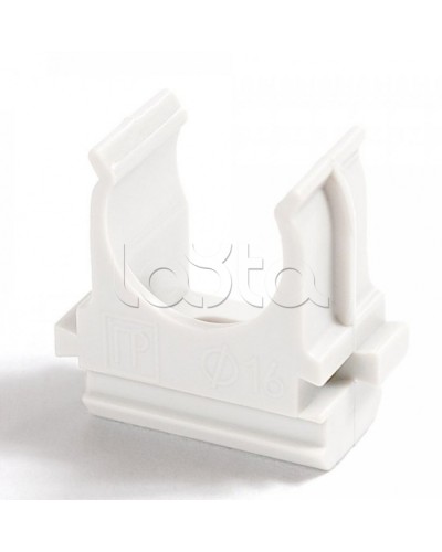 Крепёж-клипса для труб Полистирол белая д16 (100шт/2000шт уп/кор) Промрукав (PR.02716б) в Кемерово Держатели, клипсы, скобы Pintop.ru