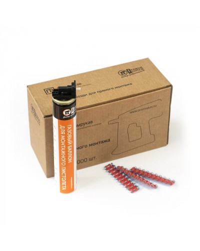 Комплект газовый баллон 165 мм и гвозди 3х16 мм (кованые) (1000 шт/уп) Промрукав (PR08.22647) в Кемерово Аксессуары для кабель-канала Pintop.ru