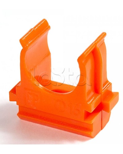 Крепёж-клипса для труб АБС-пластик оранжевая д20 в малой упаковке (10шт/1000шт уп/кор) Промрукав (PR13.0067) в Кемерово Держатели, клипсы, скобы Pintop.ru