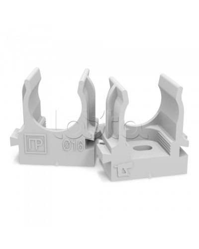 Крепеж-клипса для труб для монтажного пистолета серая в п/э д16 (100шт/1100шт уп/кор) Промрукав PR13.0119 в Кемерово Держатели, клипсы, скобы Pintop.ru