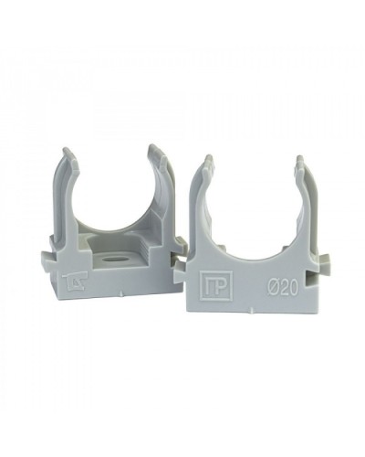 Крепеж-клипса для труб для монтажного пистолета серая в п/э д20 (100шт/900шт уп/кор) Промрукав PR13.0120 в Кемерово Держатели, клипсы, скобы Pintop.ru