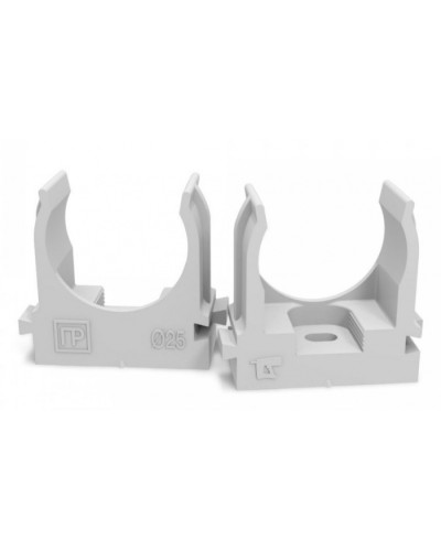 Крепеж-клипса для труб для монтажного пистолета серая в п/э д25 (100шт/700шт уп/кор) Промрукав (PR13.0121) в Кемерово Держатели, клипсы, скобы Pintop.ru