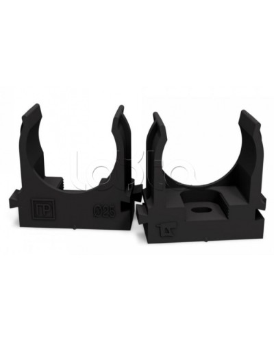 Крепеж-клипса для труб для монтажного пистолета черная в п/э д25 (100шт/700шт уп/кор) Промрукав (PR13.0133) в Кемерово Держатели, клипсы, скобы Pintop.ru