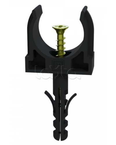 Крепеж-клипса с дюбелем и саморезом черная д16 в малой упаковке (10шт/900шт уп/кор) Промрукав (PR13.0311) в Кемерово Крепеж: Дюбели, шурупы, саморезы Pintop.ru