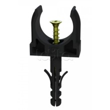 Крепеж-клипса с дюбелем и саморезом черная д20 в малой упаковке (10шт/900шт уп/кор) Промрукав (PR13.0312)