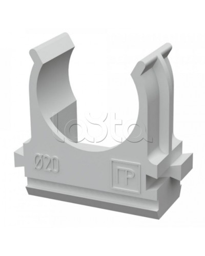 Крепёж-клипса для труб д20 безгалогенная (HF) атмосферостойкая серая (100шт/1500шт уп/кор) Промрукав (PR13.0345) в Кемерово Держатели, клипсы, скобы Pintop.ru