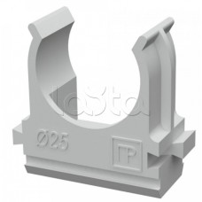 Крепёж-клипса для труб д25 безгалогенная (HF) атмосферостойкая серая (100шт/1000шт уп/кор) Промрукав (PR13.0346)