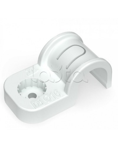 Крепеж-скоба пластиковая односторонняя для прямого монтажа серая в п/э д16 Промрукав (PR13.0368) в Кемерово Держатели, клипсы, скобы Pintop.ru