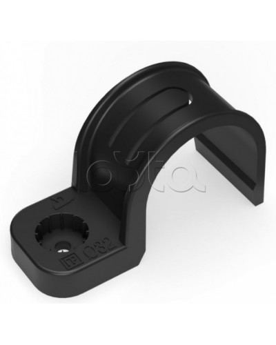Крепеж-скоба пластиковая односторонняя для прямого монтажа черная в п/э д32 Промрукав (PR13.0375) в Кемерово Держатели, клипсы, скобы Pintop.ru